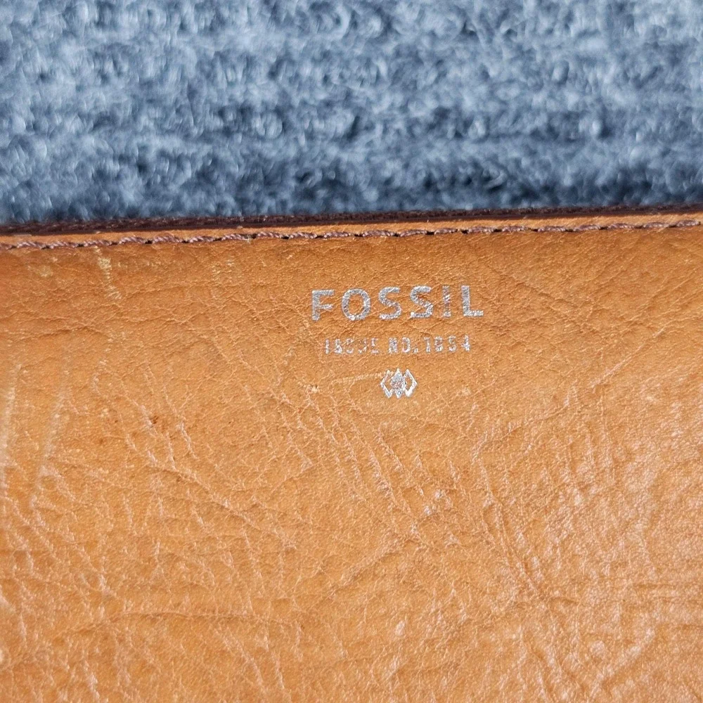 Fossil Wallet Womens Brown Leather Zip Around Accordion Credit Card Organizer